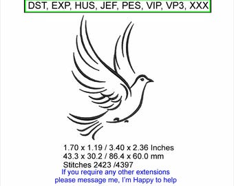 Destiny the Dove - 2 Sizes - 3.40 x 2.36 / 1.70 x 1.19 Inches - Machine Embroidery design which is a “Instant Download” file