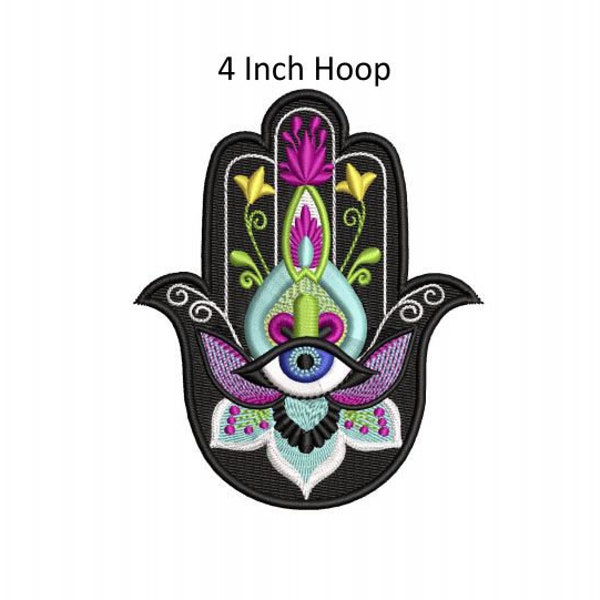 Hamsa  Spiritual Hand 2 will fit in a 4x4 Hoop this a Machine Embroidery design which is a “Instant Download zip file”