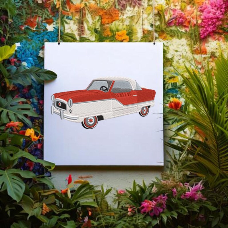 Nash Metropolitan Car 2 Styles - Left & Right hand drive  USA 3.73 x 5.39 / NZ 2.73 x 2.41 Inches Machine Embroidery design