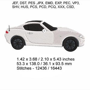 Mazda MX5 RF Coupe Car Machine Embroidery Hoop Design Digital Download