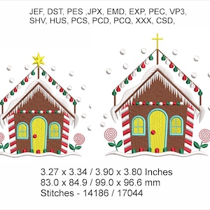 Xmas House - Ginger Bread House -  2 sizes 3.27 x 3.34 / 3.90 x 3.80  - Machine Embroidery Hoop Design - Digital Download
