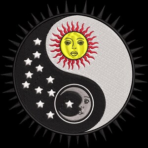 Yin Yang Sun & Moon sizes 3.85 x 3.85 / 5.31 x 5.31 /7.29 x 7.29 Inches Machine Embroidery design-  Instant Download files