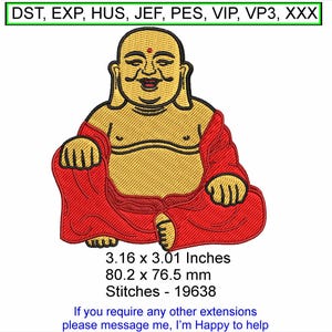 Happy Sitting Buddha - size 3.16 x 3.01 Inches - Machine Embroidery Hoop Design - Digital Download