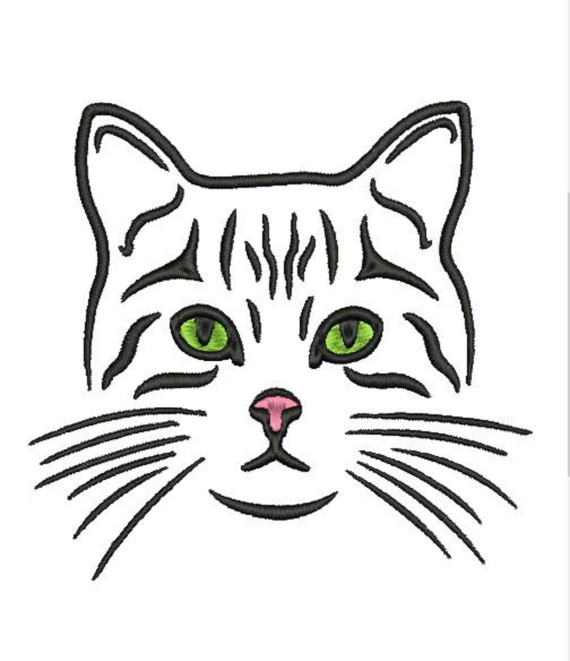 Cat Face Embroidery Design Etsy