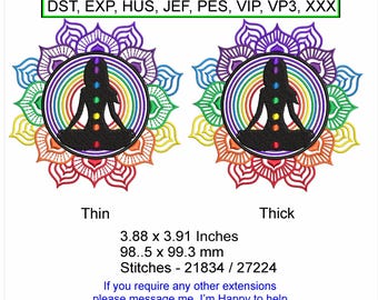 Chakra Girl with Lotus Flower Small– 2 x Designs –3.88 x 3.91 Inches - Machine Embroidery design which is a “Instant Download” file