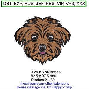 Peter the Puppy face Size 3.25 x 3.84 Inches -Machine Embroidery Hoop Design - Digital Download