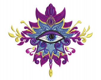 Spiritual Eye 1 -  3 sizes will fit 4x4, 6x6 and 8x8  Hoop  is a  Machine Embroidery design which is an Instant Download zip file