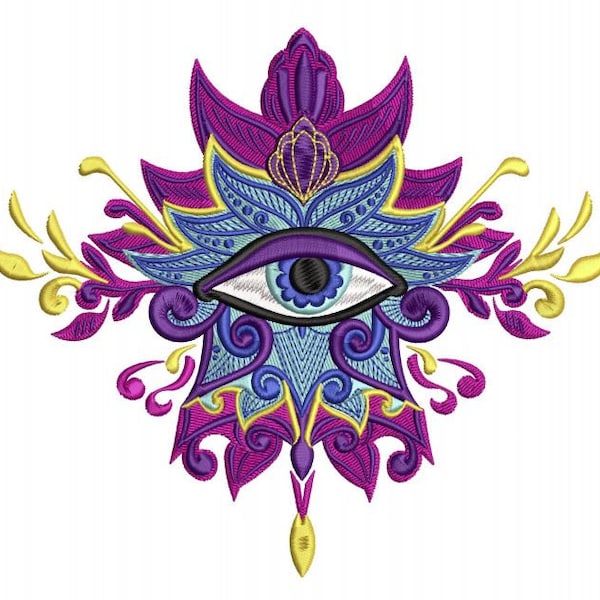 Spiritual Eye 1 -  3 sizes will fit 4x4, 6x6 and 8x8  Hoop  is a  Machine Embroidery design which is an Instant Download zip file