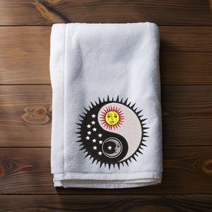 Yin Yang Sun & Moon sizes 3.85 x 3.85 / 5.31 x 5.31 /7.29 x 7.29 Inches Machine Embroidery design-  Instant Download files