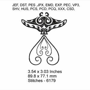 Sammy der Stachelrochen - Größe 9,5 x 8 cm, Stickdatei für die Stickmaschine