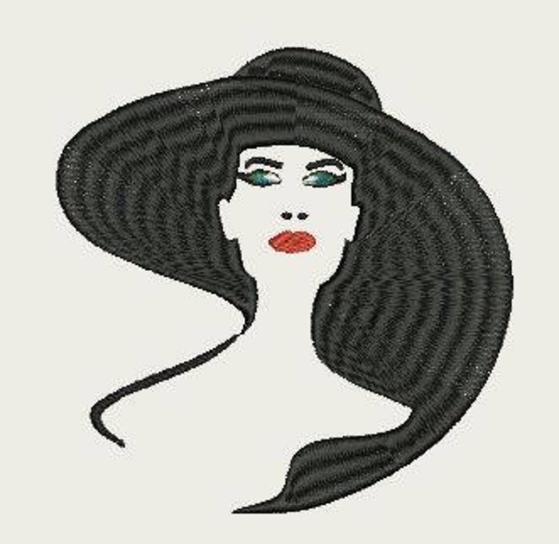 Lady in a Hat Face 1 Machine Embroidery Design Etsy