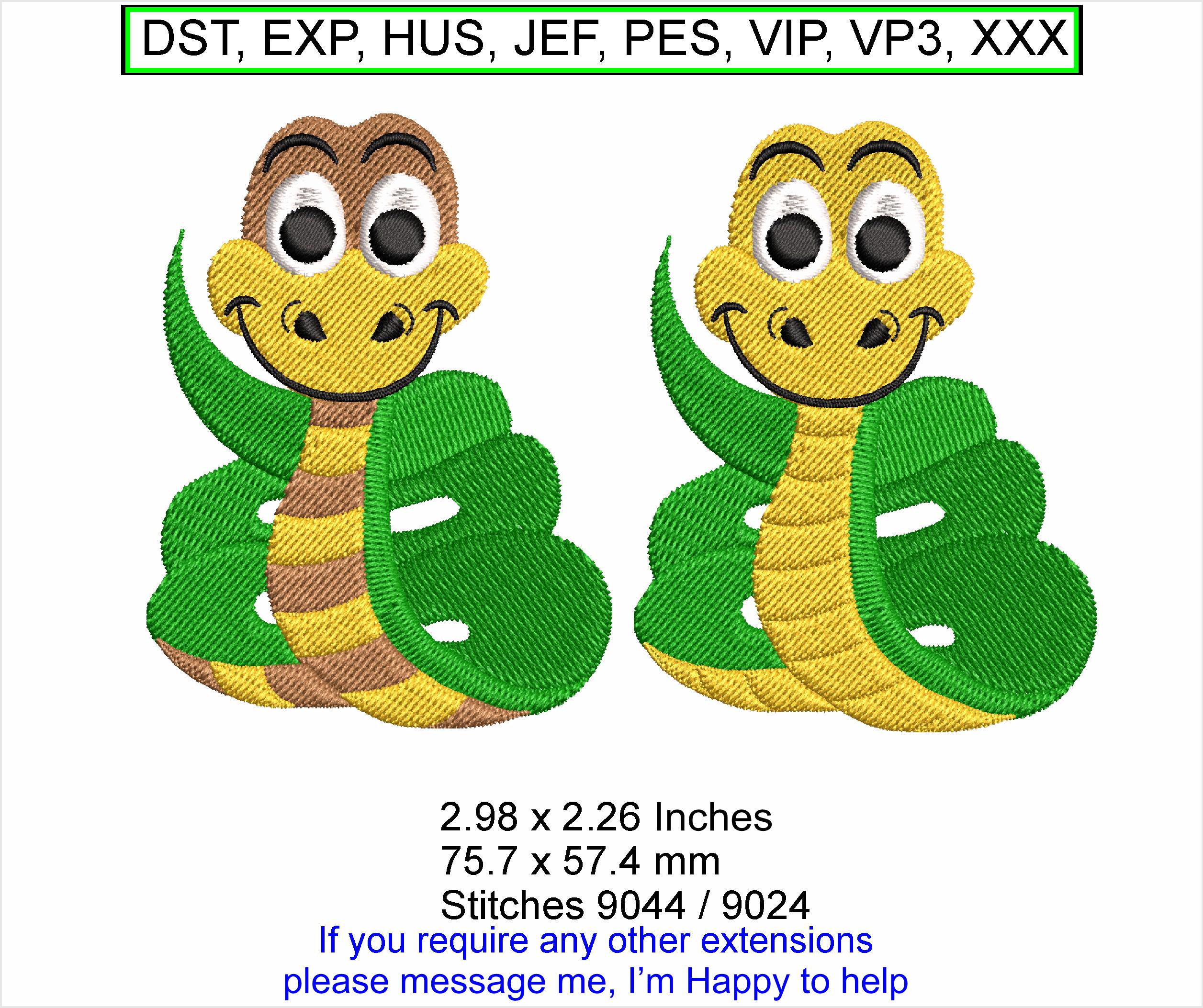 Sammy the Snake Cartoon Machine Embroidery Hoop Design - ITH (instand  Download) 2 Styles - Etsy