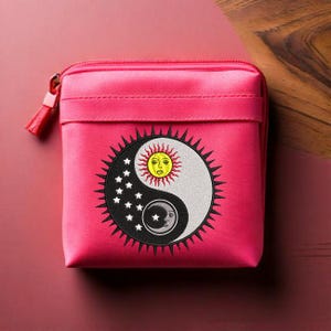 Yin Yang Sun & Moon sizes 3.85 x 3.85 / 5.31 x 5.31 /7.29 x 7.29 Inches Machine Embroidery design-  Instant Download files