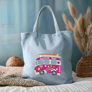 Retro VW Van Summer Fun Surf Boards Machine Embroidery Hoop Design instant download