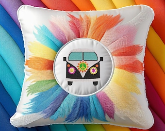 Harvey der Hippy Van - Größe 9 x 9 cm - Stickdatei - Stickdatei