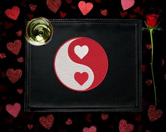 Yin Yang Hearts Machine Embroidery Hoop Design instant download ITH