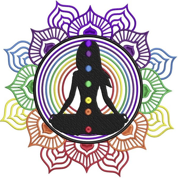 Chakra Girl Large, 2 x Designs – Thin and Thick Lines -  will fit 8x8  Hoop it is a Machine Embroidery design which is an instant download