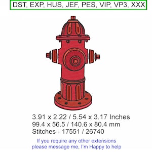 Fire Hydrant 2 sizes 3.91 x 2.22 / 5.54 x 3.17 Inches - Machine Embroidery Hoop Design - Digital Download