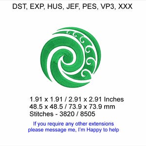 Koru Design Maori Spiral Machine Embroidery Hoop Design instant download