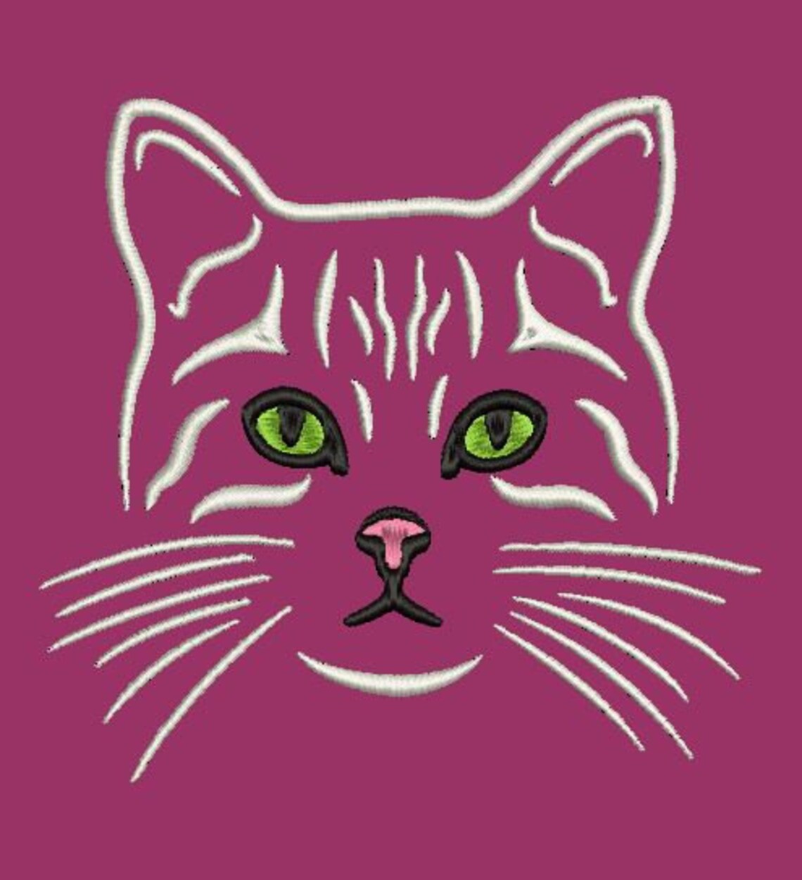 Cat Face Embroidery Design Etsy