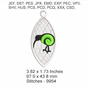 Kiwi-Spitzendekoration: ITH FSL Maschinenstickerei Hoop Design - Digital Download