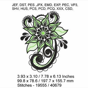 Art Deco Retro Flower - 2 Sizes 3.93 x 3.10 / 7.78 x 6.13 Inches - Machine Embroidery Hoop Design - Digital Download
