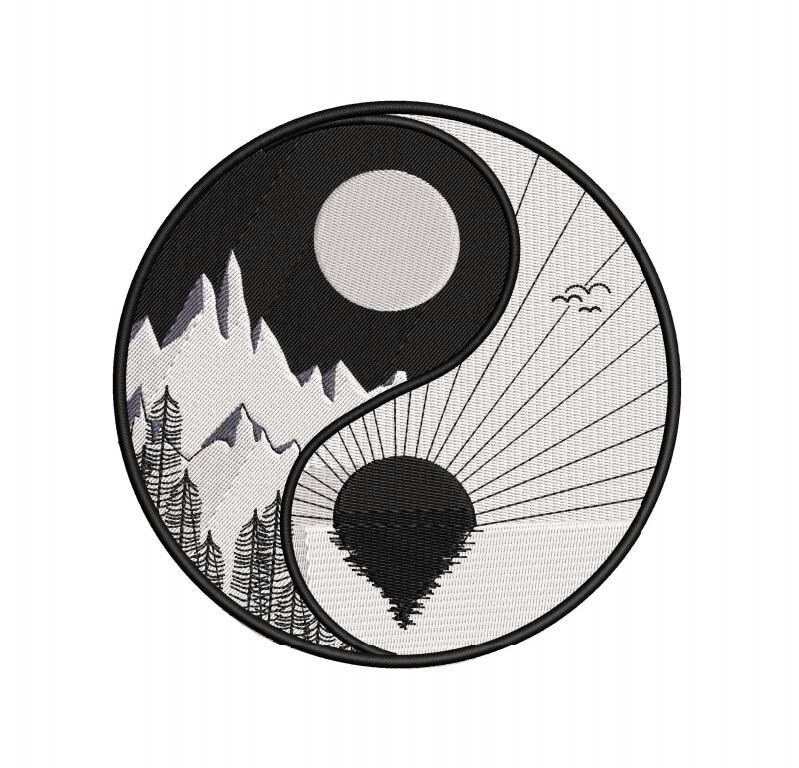 Yin Yang Mountain And Sea Machine Embroidery Design Large Etsy 日本 Yin Yang Mountain And Sea Machine Embroidery Design Large Etsy 日本