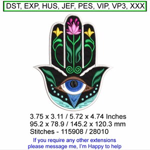Hamsa Spiritual Hand Water Earth & life-Sizes 3.75 x 3.11 / 5.72 x 4.74 Inches-Machine Embroidery design which is an Instant Download file