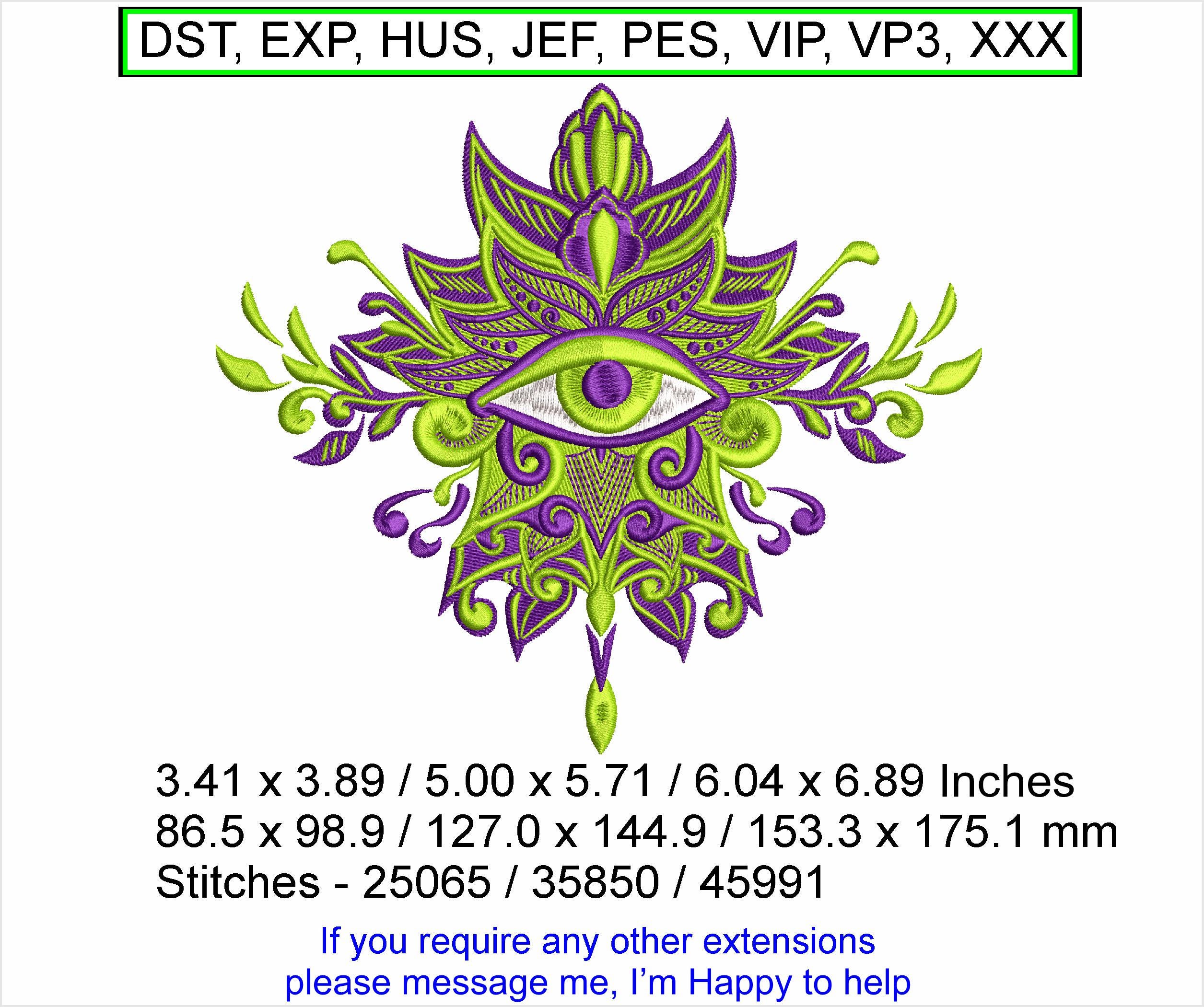 Spiritual Eye 4 - 3 sizes 3.41 x 3.89 / 5.00 x 5.71 / 6.04 x 6.89 Inches - Machine Embroidery design which is an Instant Download zip file