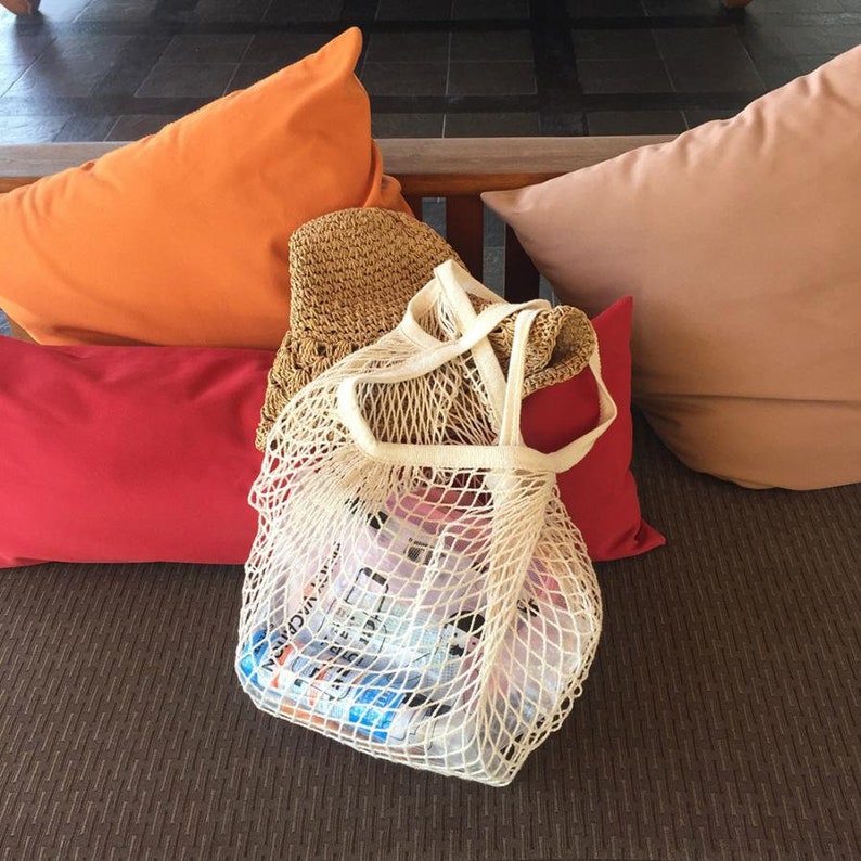 Cotton Tote Mesh Woven Net Reusable Fruit Vegetable Shopping Bag Casual String Grocery Shopper