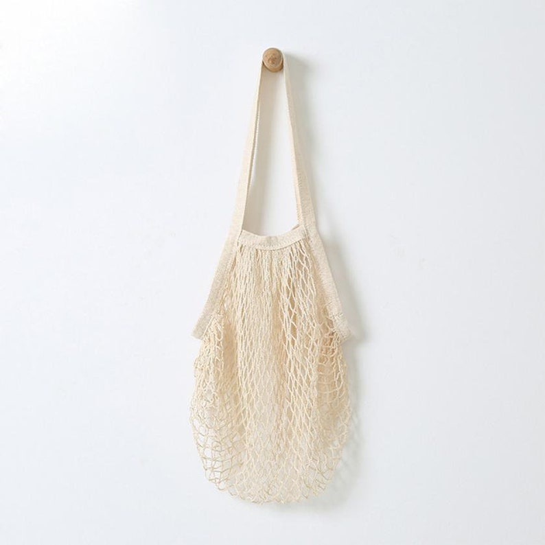 Cotton Tote Mesh Woven Net Reusable Fruit Vegetable Shopping Bag Casual String Grocery Shopper