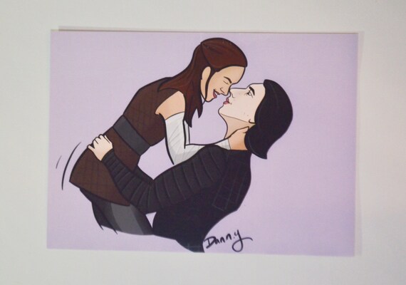 Reylo Rey And Kylo Ren Ben Solo Star Wars Inspired Fan Art Etsy