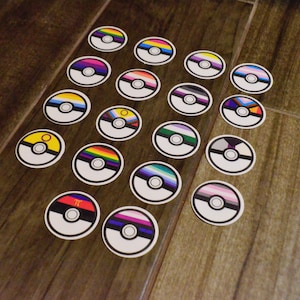 Op Pokeball geïnspireerde LGBT+ Pride-stickers