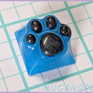 Cat Paw Resin Keycap - Blue with Black Beans