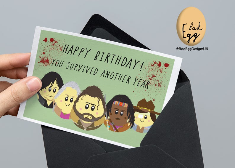 The Walking Dead Birthday Card Badegg happy Birthday You Survived