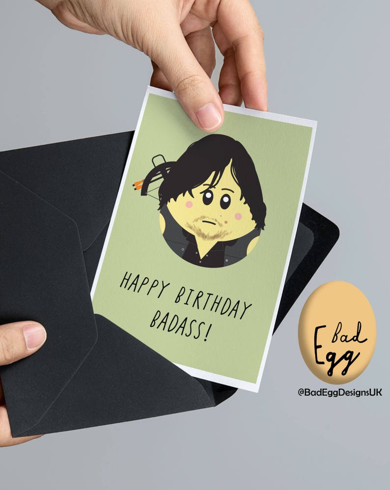 Daryl Walking Dead Card BadEgg Birthday quot;Happy quo Quantity limited Mail order Badass