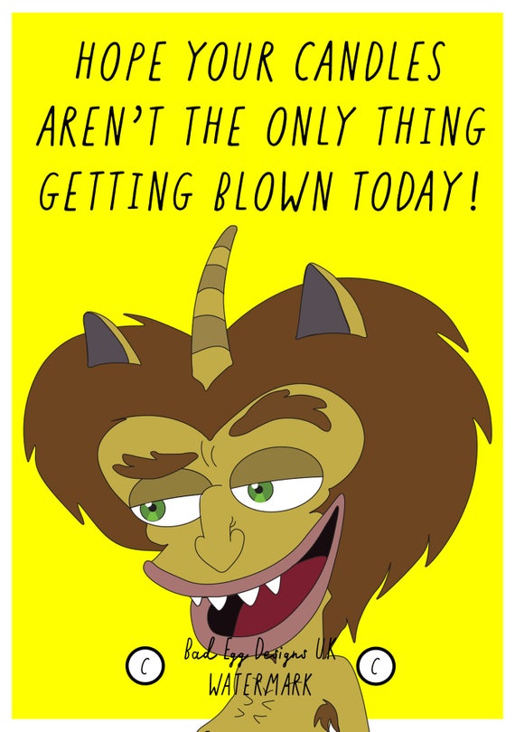 Big Mouth Hormone Monster Birthday Card By Badeggdesignsuk Etsy