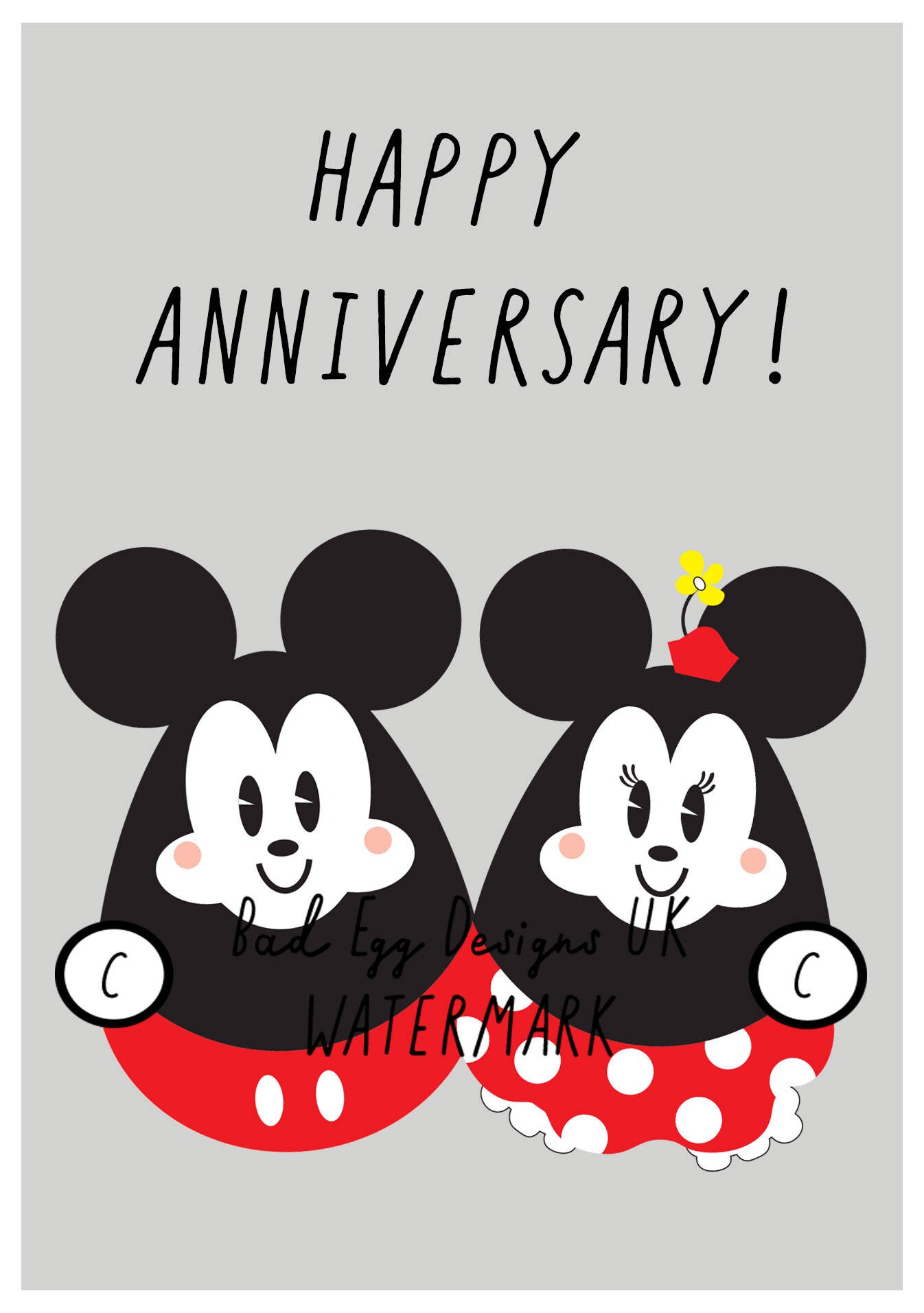 Mickey & Minnie Mouse Inspired Wedding Anniversary Card by | Etsy