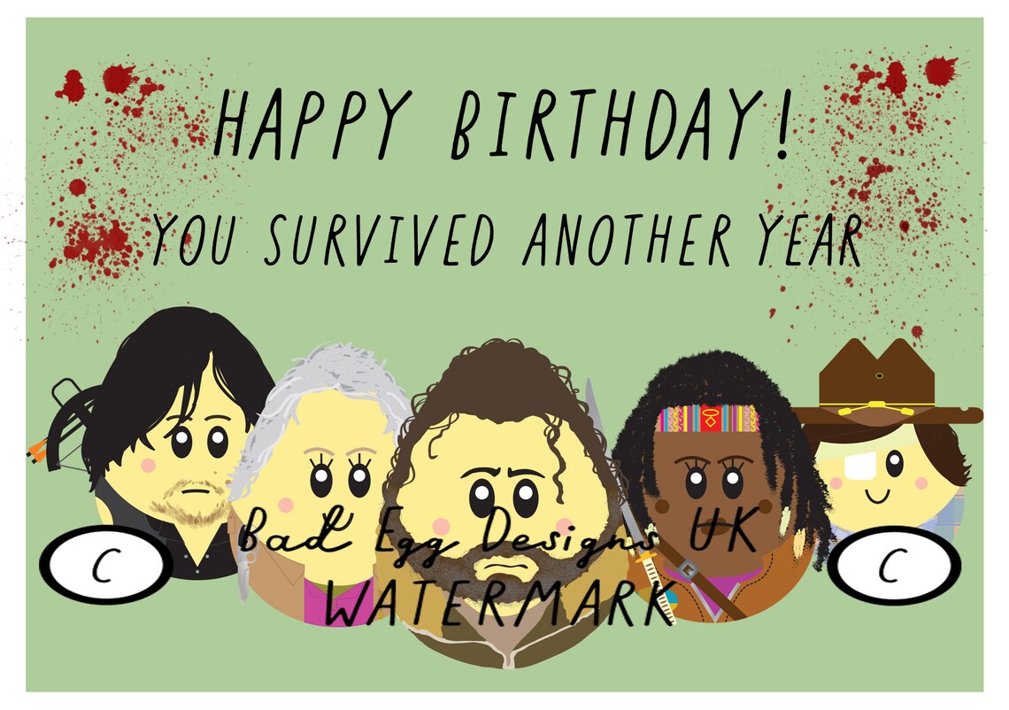 The Walking Dead Birthday Card Badegg happy Birthday You - Etsy UK