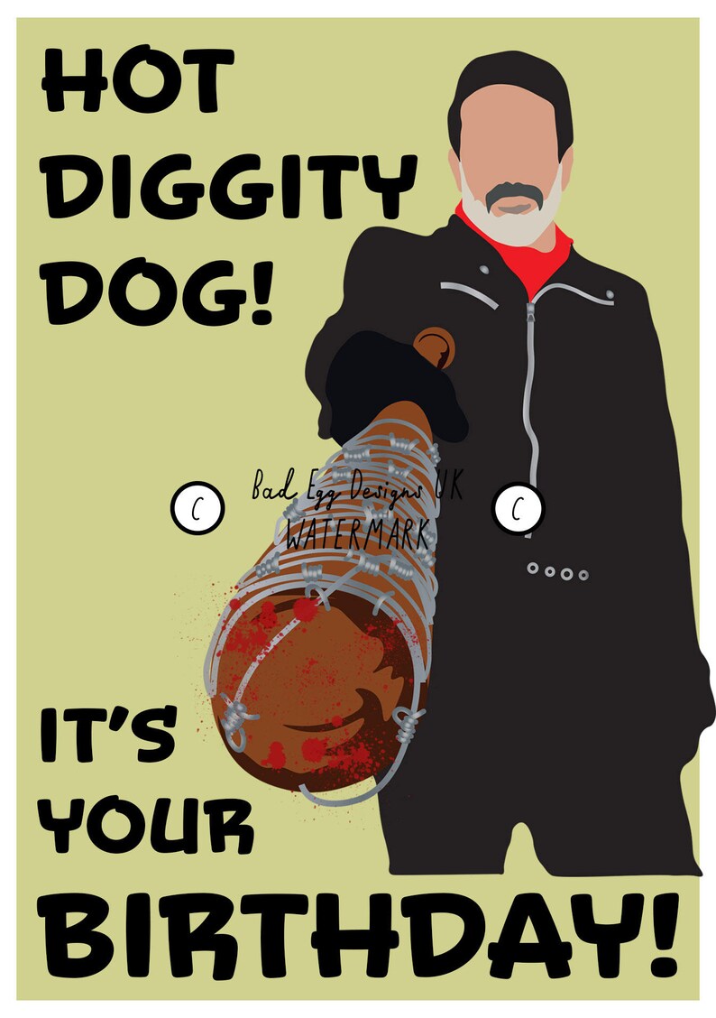 Negan Birthday Card hot Diggity Dog the Walking Etsy