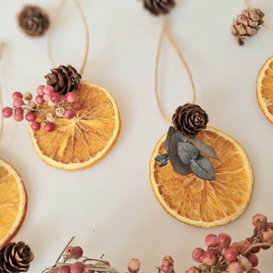 Christmas Orange Slice Tree Ornaments, Botanical Decorations, Eucalyptus Decoration, Plastic Free, Vegan, Eco Friendly, Home Decor