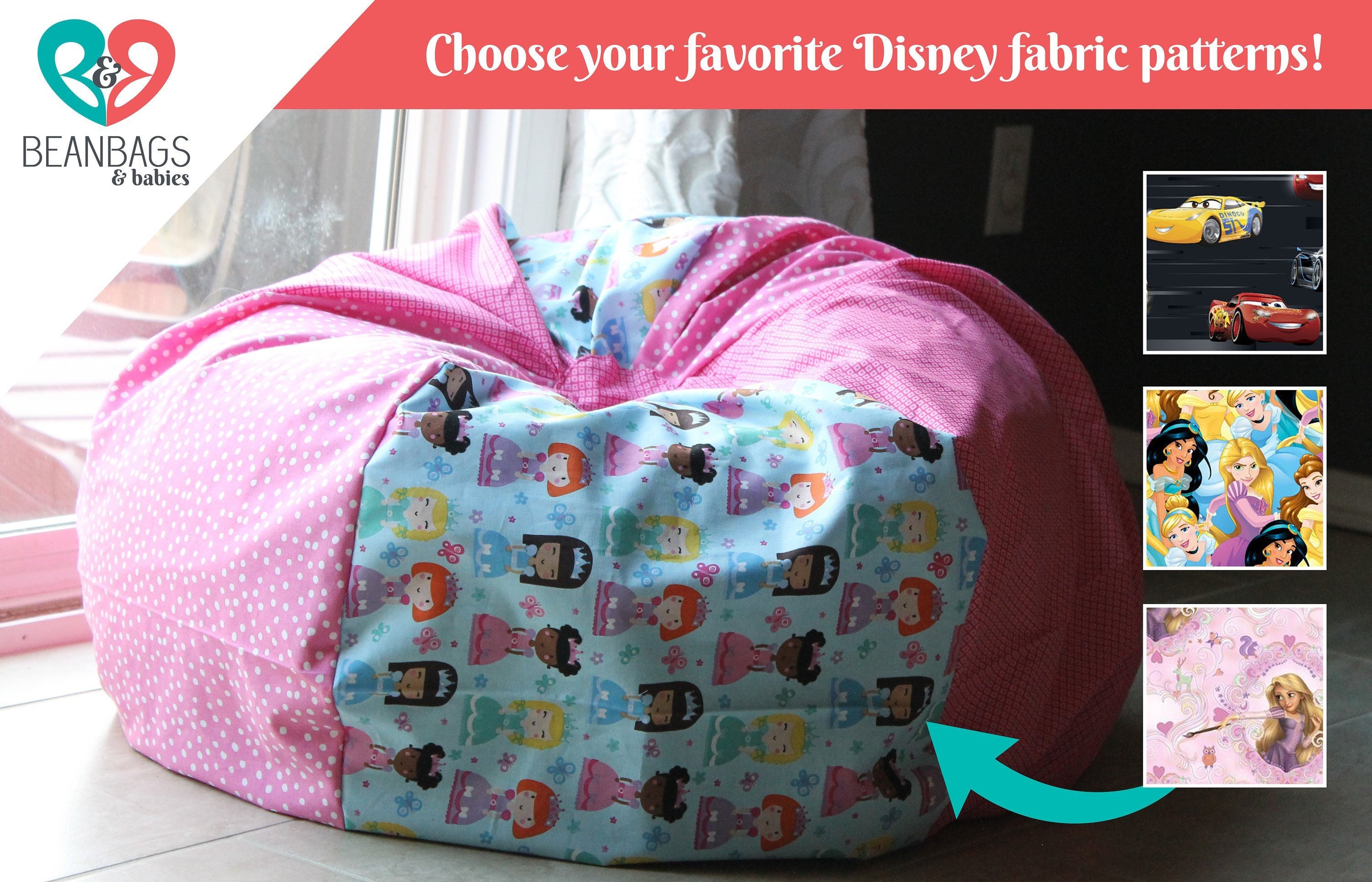 CUSTOM DISNEY CHARACTERS Bean Bag Chair Cover. Reader's Nest Bean Bag Chair  Cover Only. Beanbag Chair. Stuffed Animal Storage. Movies 