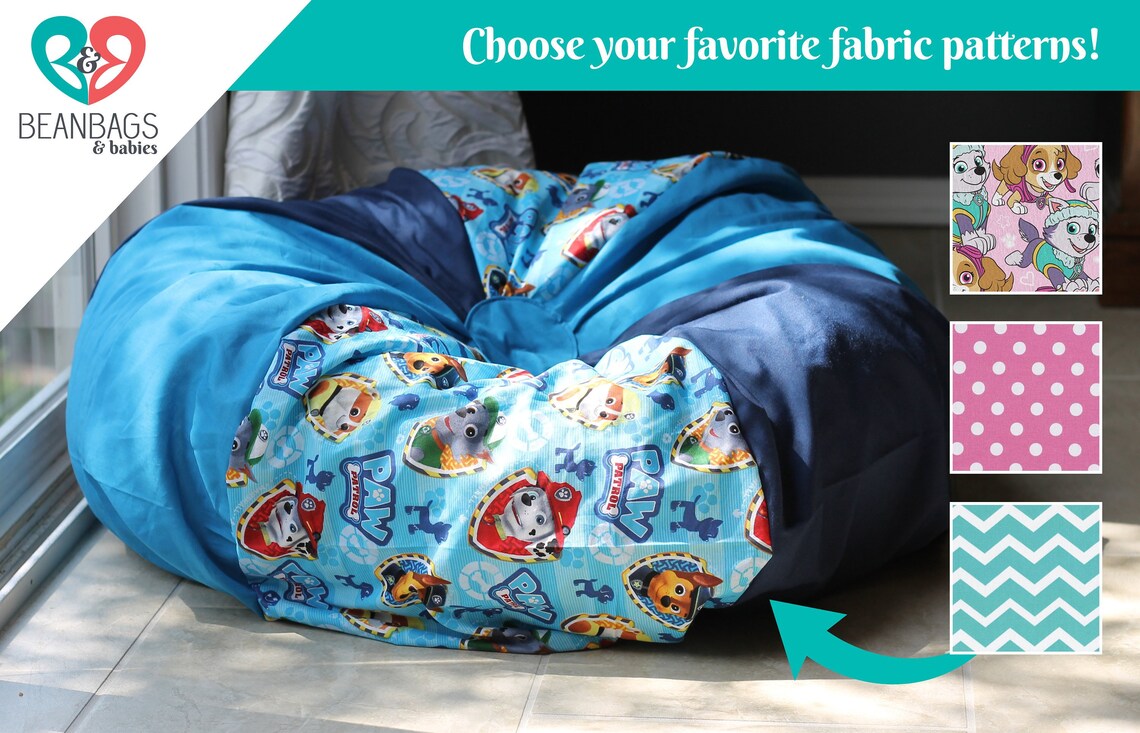 CUSTOM PAW PATROL Bean Bag Chair Cover. Reader's Nest Bean Bag Chair