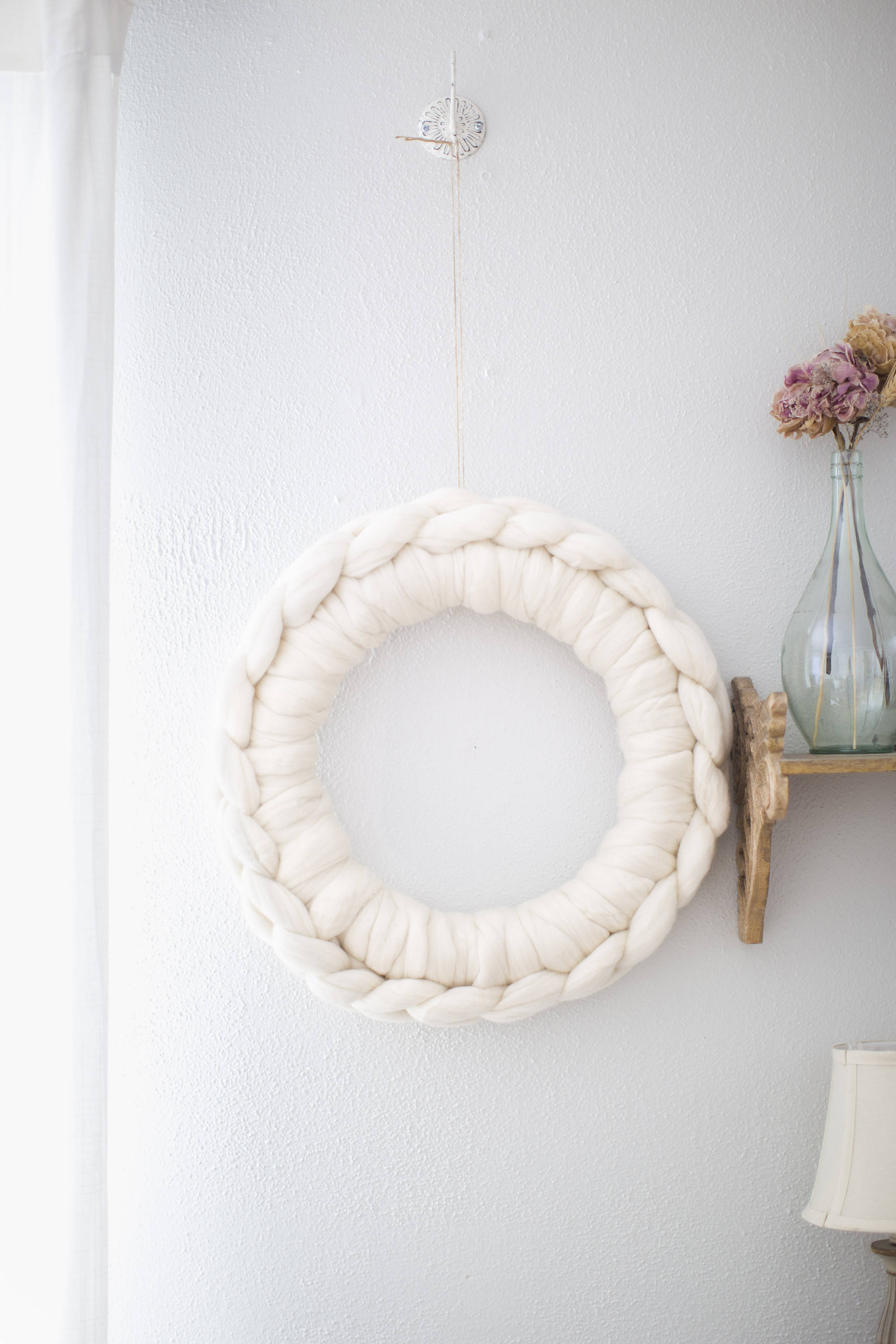 Large white wool wreathwhite holiday wreathwhite wall Etsy