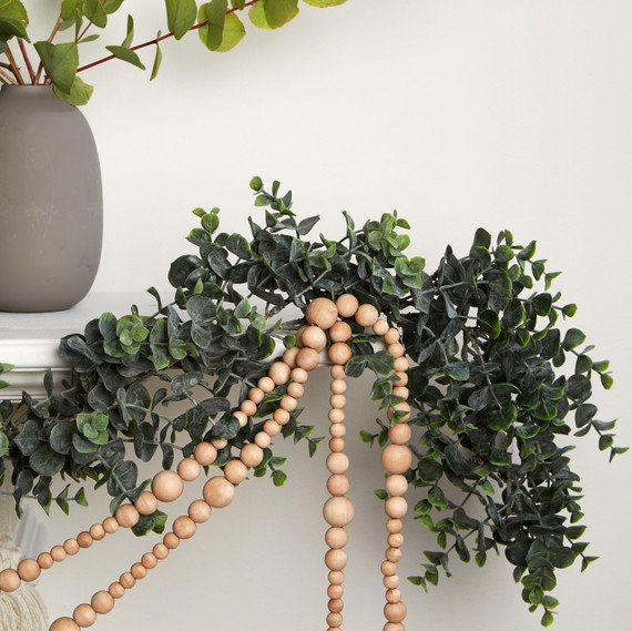 LONG 8.5ft wood bead garland/wooden bead garland/boho home decor/chri…