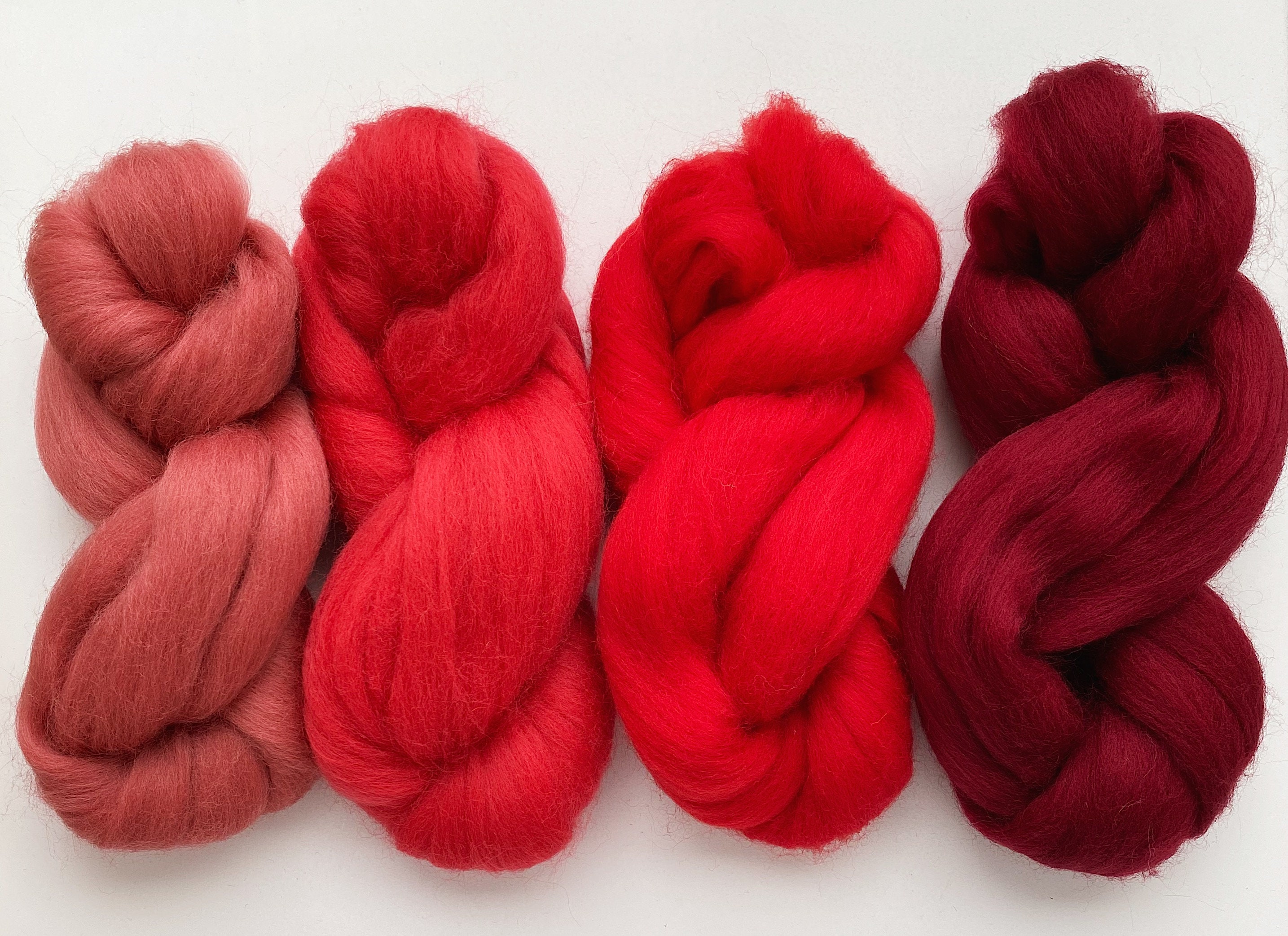 Red merino wool roving\combed top\weaving fiber\weaving supplies\weav…