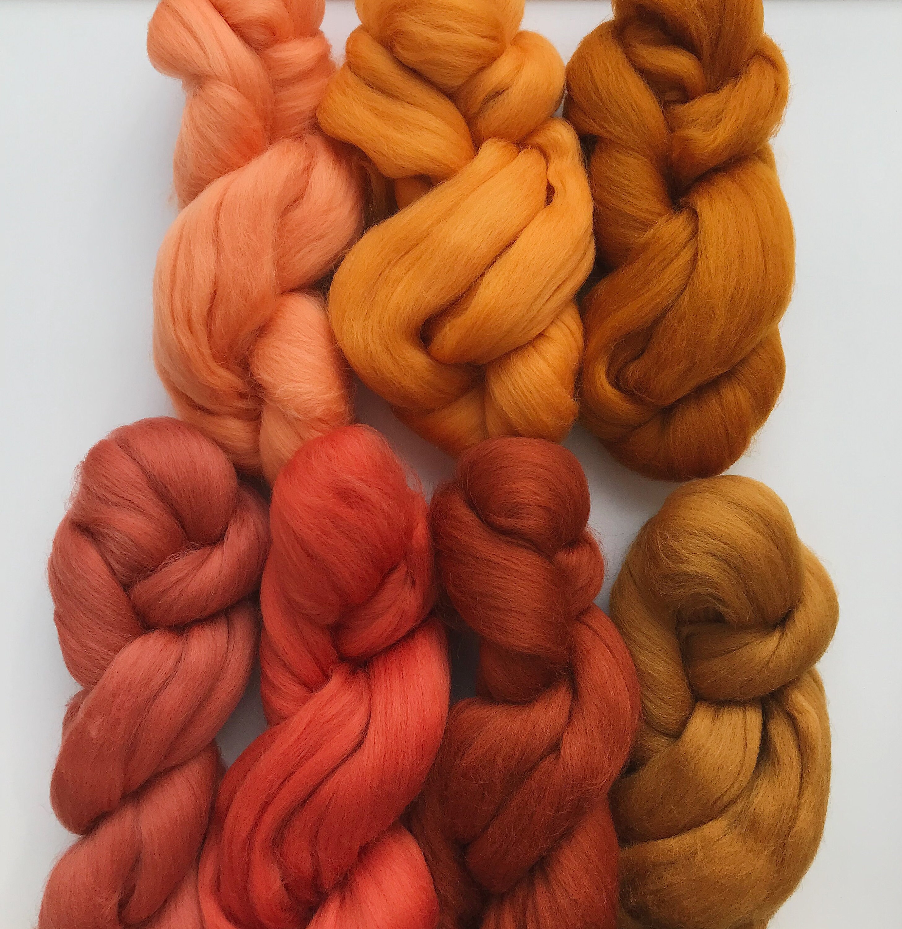 Orange merino wool roving\combed top\weaving fiber\weaving supplies\w…