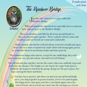 HECHO A PEDIDO 8X10 Puente Arcoíris Digital personalizado, coloco foto que imprimes y enmarcas, Perro Puente Arcoíris, Gato, Poema Puente Arcoíris