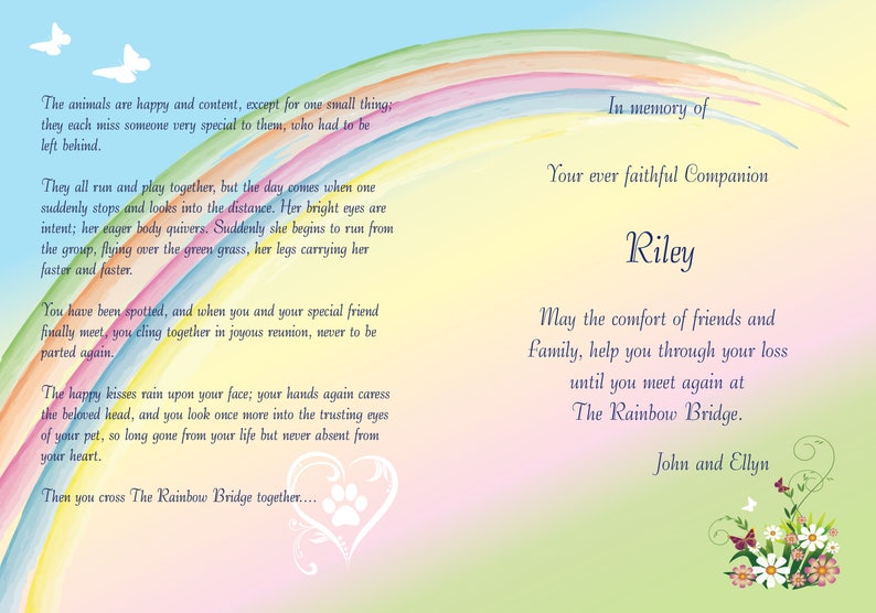 Rainbow Bridge 5x7 CARD I Personalize Add Photo &amp; Mail for - Etsy