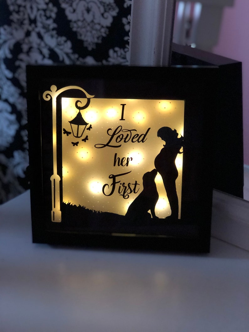 Gift for new mother Baby Shower gift Dog Lover Gift Lighted shadow box Pregnancy gift Lighted Shadow Box